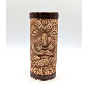 Vintage Tiki Cup Ceramic Tumbler Totem Polynesian Style MCM 12 ounce